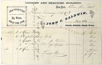 Steam Job Printer's Billhead -- John F. Baldwin Job Printing by Steam, 1858