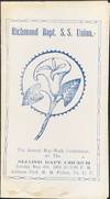 Richmond Bapt. S.S. Union, the Annual May-Walk Celebration at the Second Bapt. Church, Sunday, May 4th. 1924 [cover title]