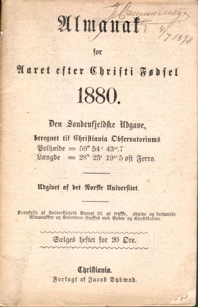 Almanak for Aaret efter Christi Fødsel 1880. Den…