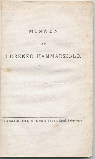 Minnen af Lorenzo Hammarsköld.