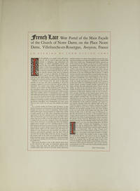 Etching: French Lace West Portal of the Main Façade of the Church of Notre-Dame, on the Place Notre Dame, Villefranche-en-Rouergue, Aveyron, France. With cover leaf of text