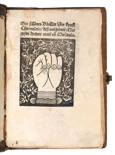 Ein schönes Büchlin der kunst Chiroma[n]tia deß wolgelerte[n] Magistri Andree corui vo[n] Mira[n]dula