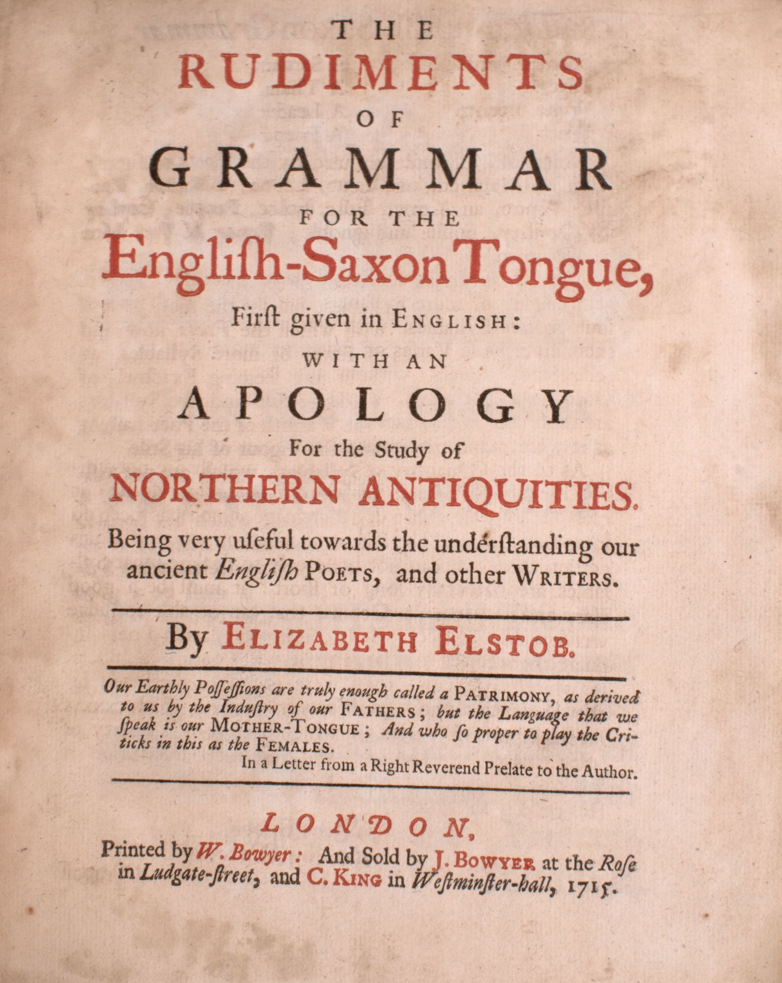 The Rudiments of Grammar for the English-Saxon Tongue, first given in ...