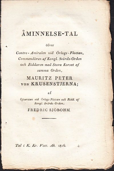 Åminnelse-tal öfver contre-amiralen vid…