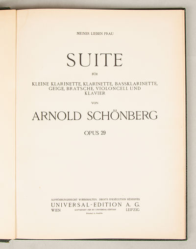 [Op. 29]. Suite [Full score]