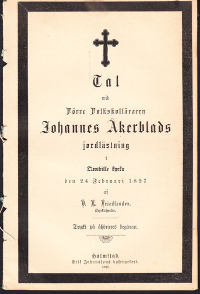 Tal wid förre folkskolläraren Johannes Åkerblads…