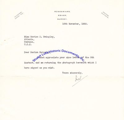 Typed Letter Signed By Famous English Writer, R.C. Sherriff