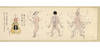 A finely drawn & painted acupuncture and moxibustion scroll on four joined sheets of paper (365 x 2780 mm.), recently & expertly backed with modern paper, silk endpapers & borders. Japan: written at end "1651."