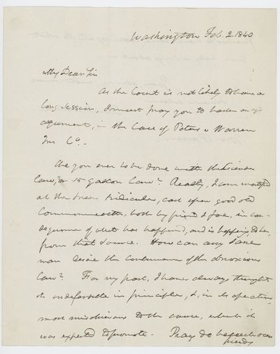 Autograph letter signed to Theophilus Parsons, Jr., Washington, D.C., 2 February 1840