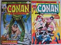 Conan the Barbarian # 43 October 1974, with # 44 November 1974  -"Tower of Blood"  (Two comics part one & two) featuring "Red Sonja" -adapted from the story "The Tower of Blood" by David A. English  (WITCHCRAFT AND SORCERY)