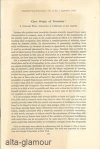 CLASS ORIGIN OF SCIENTISTS; Reprinted from Sociometry by S. Stewart West - 1961 - from Alta-Glamour Inc. (SKU: 58143)