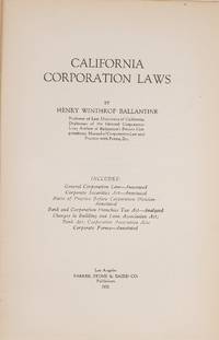 California Corporation Laws. 1932 Edition