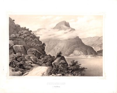 Litografi av “Skudshorn i Walders”. Hentet fra…