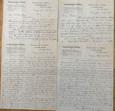 Group of Four Letters by Henry L. Hammond, Treasurer of the Chicago Theological Seminary, to his cousin Mrs. Azelia Giraud Woodhull, New York City, 1863-1865