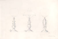 Original pencil design for three gas-lamp bases; signed with monogram “GB” and inscribed “1/3 of Full Size”