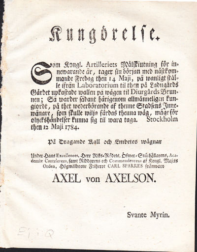 Kungörelse [= rubrik].