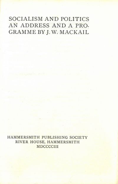 Socialism and politics. An address and a…