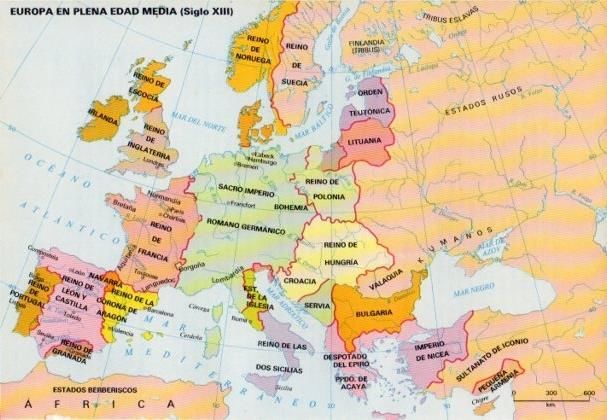 LAMINA V15446: Mapa de Europa en la edad media siglo XIII by Varios
