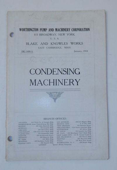 New York City: Worthington Pump and Machinery Corporation, 1918. First Edition. Wraps. Very Good. Fi...