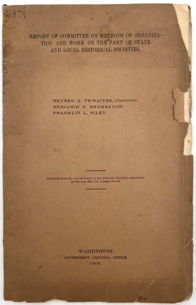 Washington, D.C.: American Historical Association, 1906. Good. Brittle with chipping, dust soiling. ...