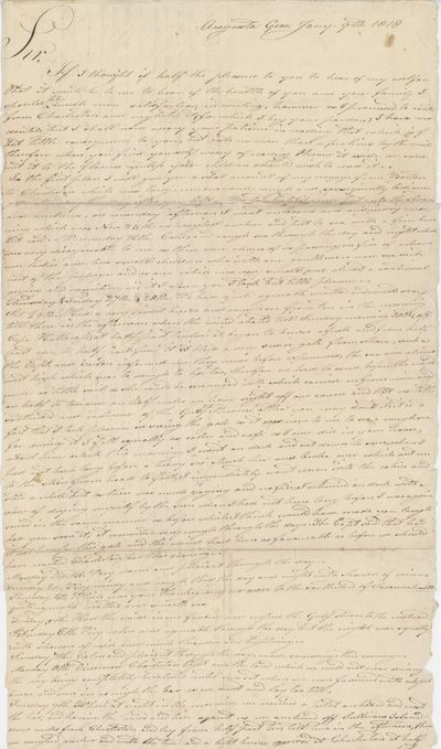 A Letter Written from Augusta, Georgia, Describing the Author’s Voyage from Boston to Augusta, Georgia in 1818