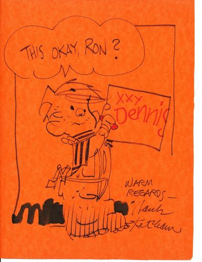 Original Cartoon Art Signed, of Dennis the Menace