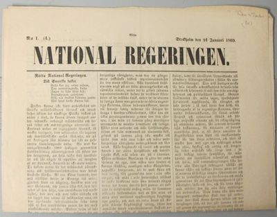Rätta National regeringen. N:o 1. (4.) Stockholm…