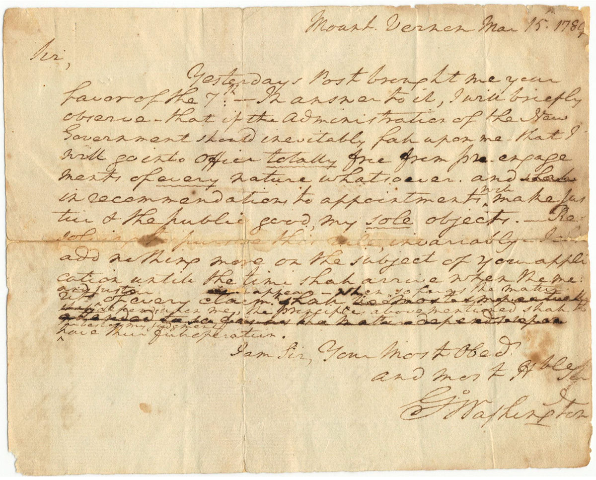 George Washington’s “Justice and Public Good” Lett