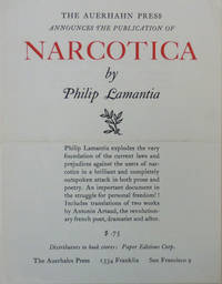 image of Auerhahn Press Announcement Card for the publication of Narcotica