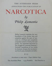 Auerhahn Press Announcement Card for the publication of Narcotica by Auerhahn Press - Lamantia, Philip - 1959