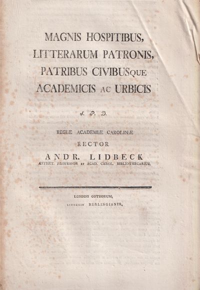 Magnis hospitibus, litterarum patronis, patribus…