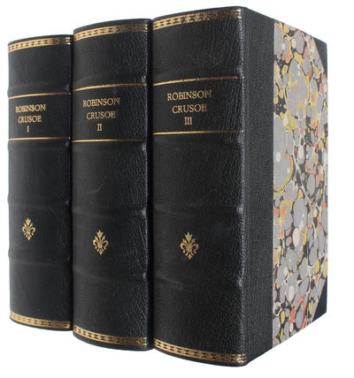 La vie et avantures surprenantes de Robinson Crusoe... Traduit de l'anglois. 3 tomes (Tome premier: Seconde Edition). Aved figures. - [FIRST FRENCH ROBINSON CRUSOE] (photo 4)