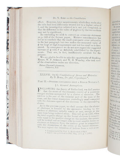 On the Constitution of Atoms and Molecules. 3 Parts (all). - [THE BIRTH OF MODERN ATOMIC THEORY  (PMM 411)] (photo 2)