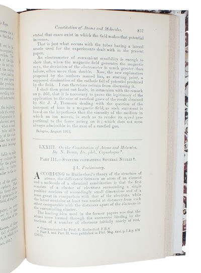 On the Constitution of Atoms and Molecules. 3 Parts (all). - [THE BIRTH OF MODERN ATOMIC THEORY  (PMM 411)] (photo 3)