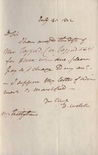 1832 Signed letter by Daniel Webster Addressed to Mr. Frothingham