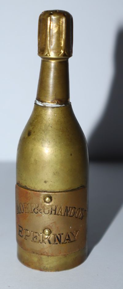 Miniature Brass Fragrance Bottle with Mounted Brass Plate with Brand Name Moet & Chandon Epernay