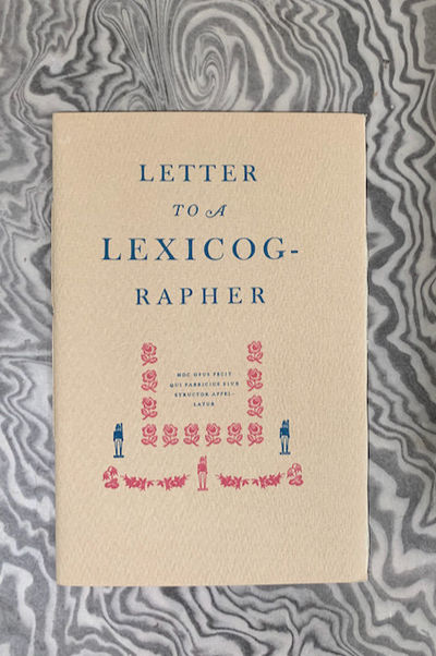 Letter to a Lexicographer