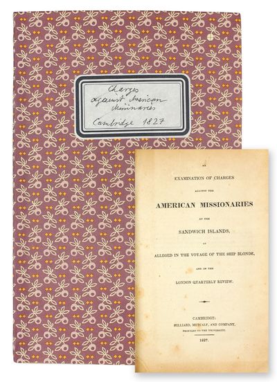1827. Cambridge: Hilliard, Metcalf, and Company, 1827. 8vo, 67 pp. Modern decorative wrappers with h...