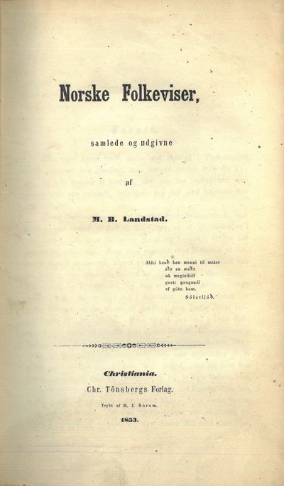 Norske Folkeviser, samlede og udgivne af (...).