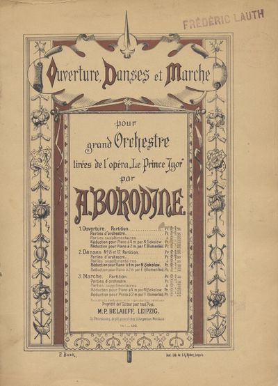Ouverture, Danses et Marche pour grand Orchestre tirées de l'opéra "Le Prince Igor
