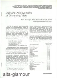 AGE AND ACHIEVEMENT: A DISSENTING VIEW; Reprint from The Gerontologist by and Maddalena Mauro Bonnie Bullough - 1978 - from Alta-Glamour Inc. (SKU: 58150)
