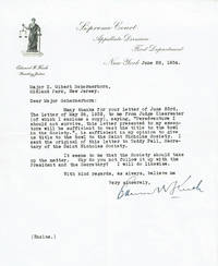 TYPED LETTER SIGNED by New York Court of Appeals Justice EDWARD R. FINCH. by Edward R. (1873-1965). American lawyer who was appointed Presiding Judge of the Appellate Division and elected to the New York Court of Appeals Finch - Signed - 1934. - from Blue Mountain Books & Manuscripts, Ltd. (SKU: 96436)