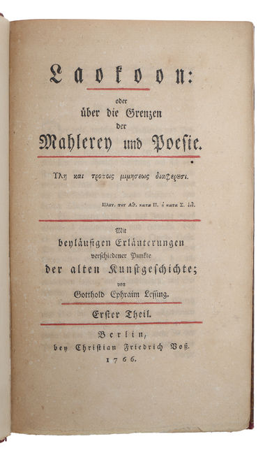 Laokoon, oder uber die grenzen der mahleren und poesie. Vol. 1 (All published). - [SEMINAL WORK IN ART THEORY - PMM 213] (photo 3)