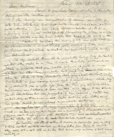 Autograph Letter Signed, Philadelphia, February 26, 1835, to his son, William Young McAllister, care of Nathan Miller, Charleston, South Carolina