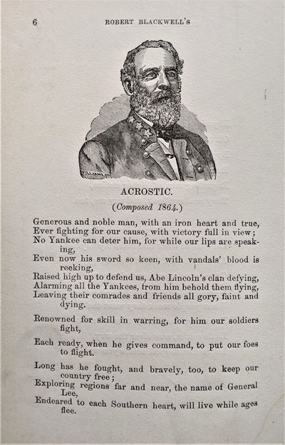 Original Acrostics, on Some of the Southern States, Confederate Generals, and Various Other Person and Things
