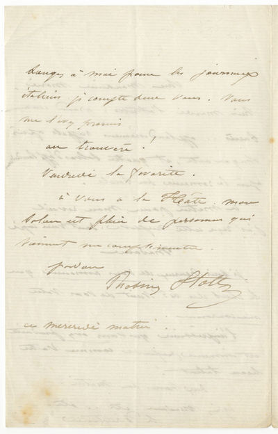 Autograph letter signed in full to "Monsieur Marie [?Escudier]