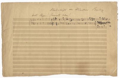 Autograph musical sketchleaf from the composer's opera, Benvenuto Cellini