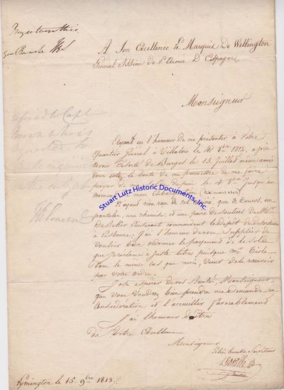 Letter Written By French Deserter To The Duke Of Wellington During The Napoleonic Wars