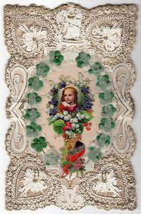 Fine 8vo Valentine with Gilded Lace Paper, Silk Flowers, Embossed Victorian Scrap