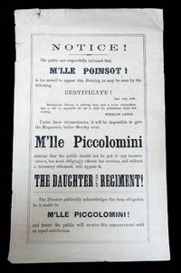 Theater Understudy Notice, M'lle Poinsot is Replaced by M'lle Piccolomini, The Daughter of the Regiment